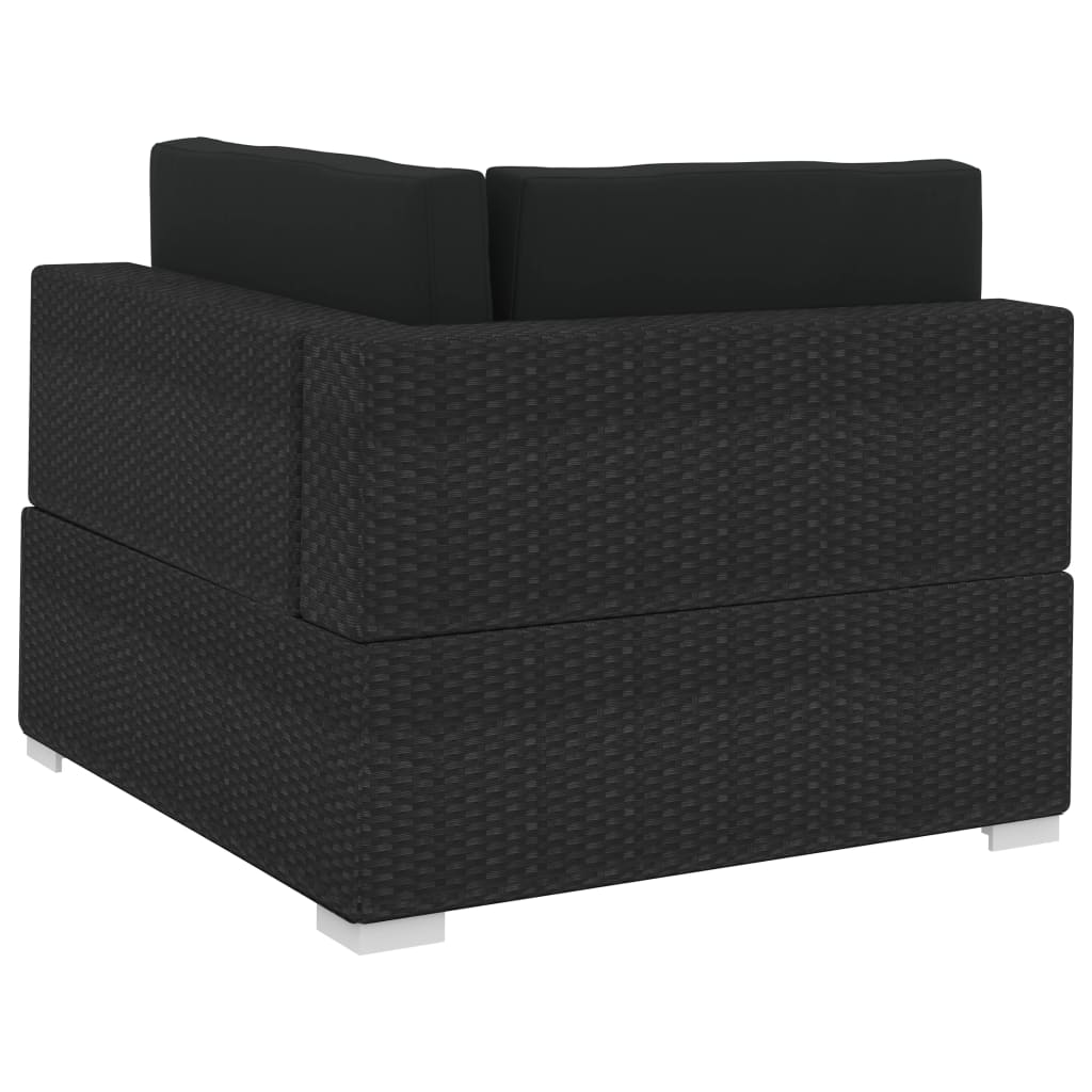 Set Divani da Giardino 4 pz con Cuscini in Polyrattan Nero 47271