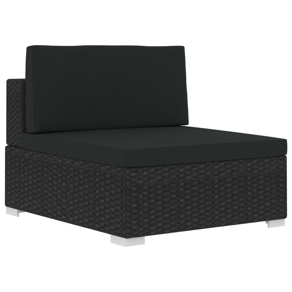 Set Divani da Giardino 4 pz con Cuscini in Polyrattan Nero cod mxl 35301