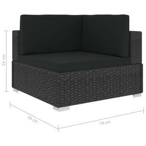 Set Divani da Giardino 4 pz con Cuscini in Polyrattan Nero 47271