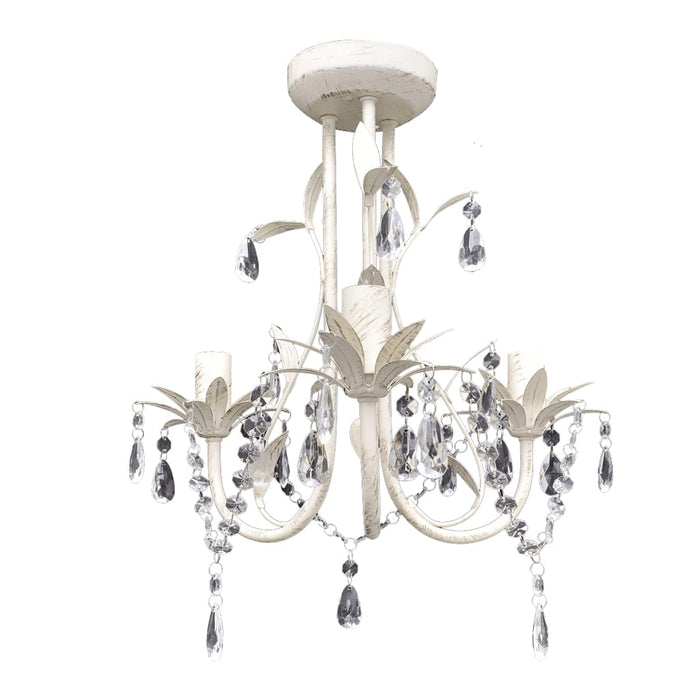 Lampadari con Pendenti in Cristallo 2 pz Bianco Elegante  cod mxl 52979