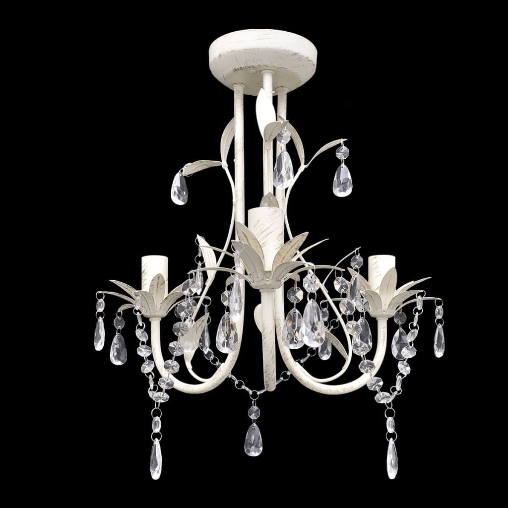 Lampadari con Pendenti in Cristallo 2 pz Bianco Elegante  cod mxl 52979