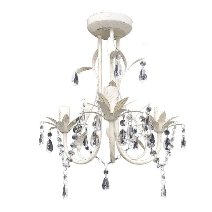 Lampadario con Pendenti in Cristallo 4 pz Bianco Elegante 278739