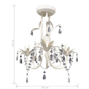 Lampadario con Pendenti in Cristallo 4 pz Bianco Elegante 278739