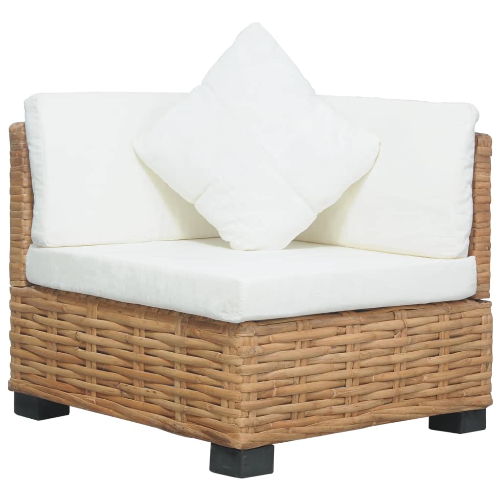 Divano Angolare con Cuscini in Rattan Naturale 286279