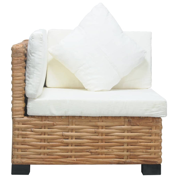 Divano Angolare con Cuscini in Rattan Naturale 286279