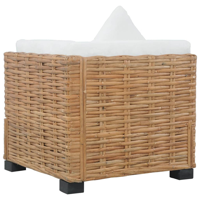 Divano Angolare con Cuscini in Rattan Naturale 286279