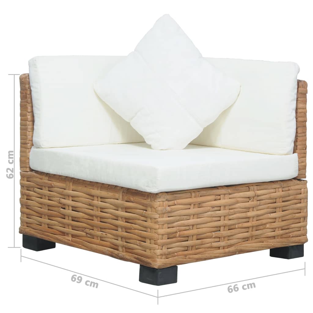 Divano Angolare con Cuscini in Rattan Naturale 286279