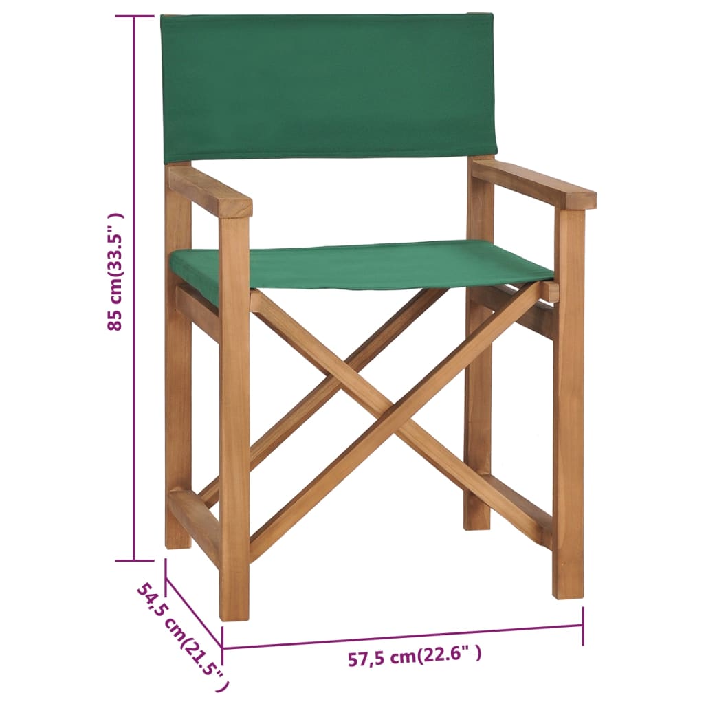 Sedia da Regista in Legno Massello di Teak Verde 47413