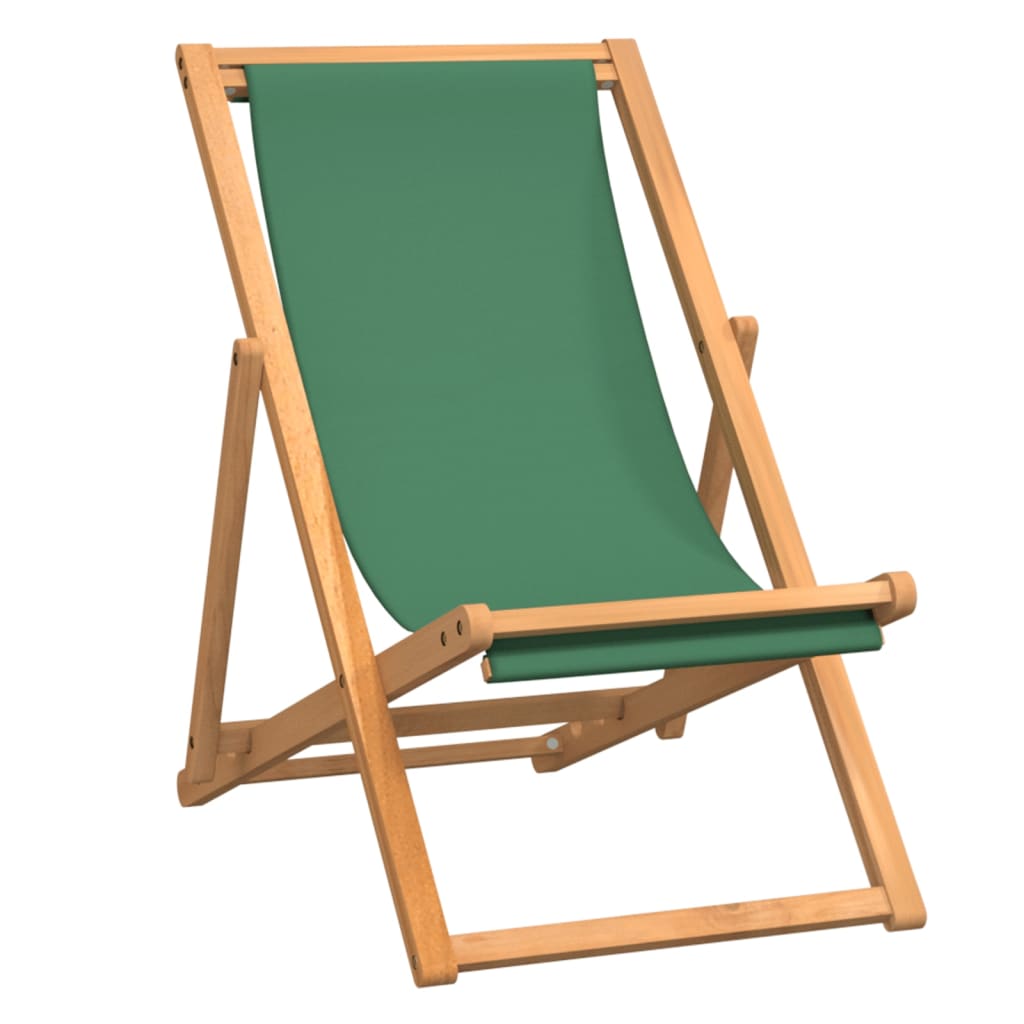 Sedia da Spiaggia Pieghevole in Legno Massello di Teak Verde 47416