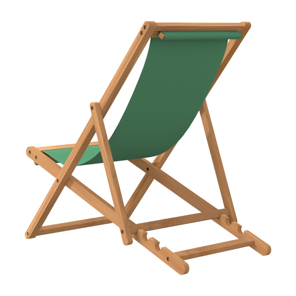 Sedia da Spiaggia Pieghevole in Legno Massello di Teak Verde 47416