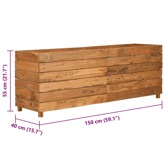 Fioriera 150x40x55 cm in Legno Massello di Teak e Acciaio 47426