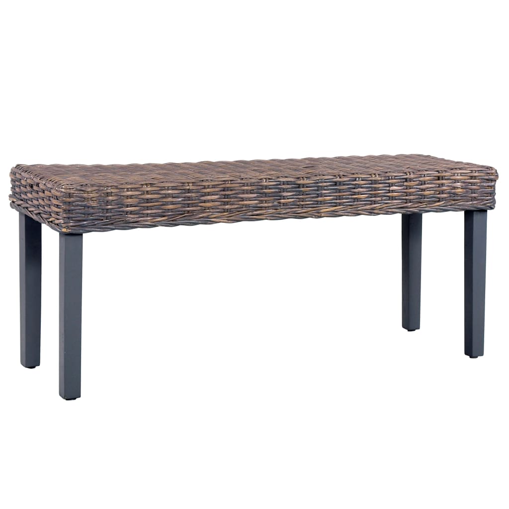 Panca 110 cm Grigia in Rattan Naturale Kubu e Massello di Mango 285789