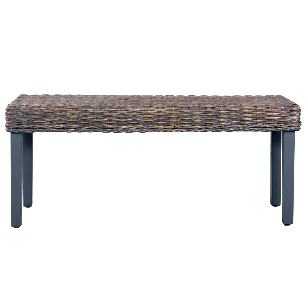 Panca 110 cm Grigia in Rattan Naturale Kubu e Massello di Mango