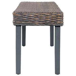 Panca 110 cm Grigia in Rattan Naturale Kubu e Massello di Mango