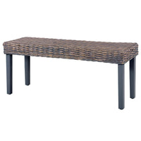 Panca 110 cm Grigia in Rattan Naturale Kubu e Massello di Mango