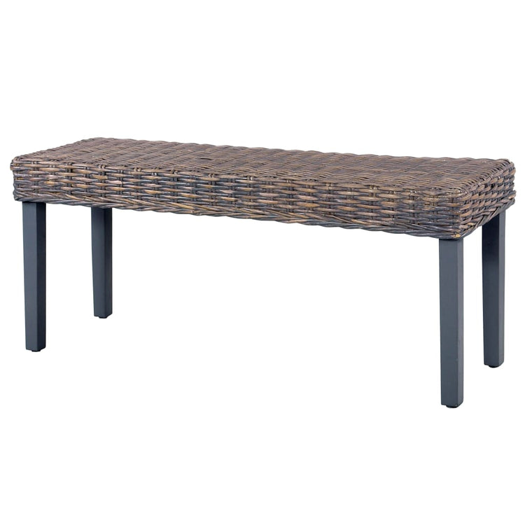 Panca 110 cm Grigia in Rattan Naturale Kubu e Massello di Mango