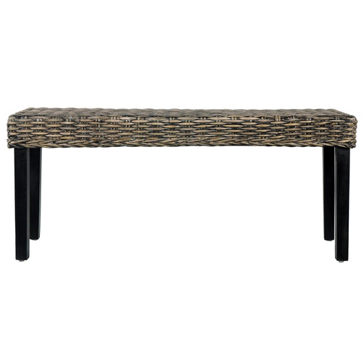 Panca 110 cm Nera in Rattan Naturale Kubu e Massello di Mango cod mxl 44188