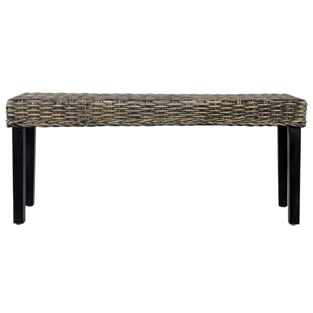 Panca 110 cm Nera in Rattan Naturale Kubu e Massello di Mango 285790