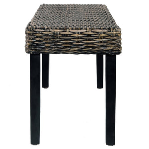 Panca 110 cm Nera in Rattan Naturale Kubu e Massello di Mango cod mxl 44188