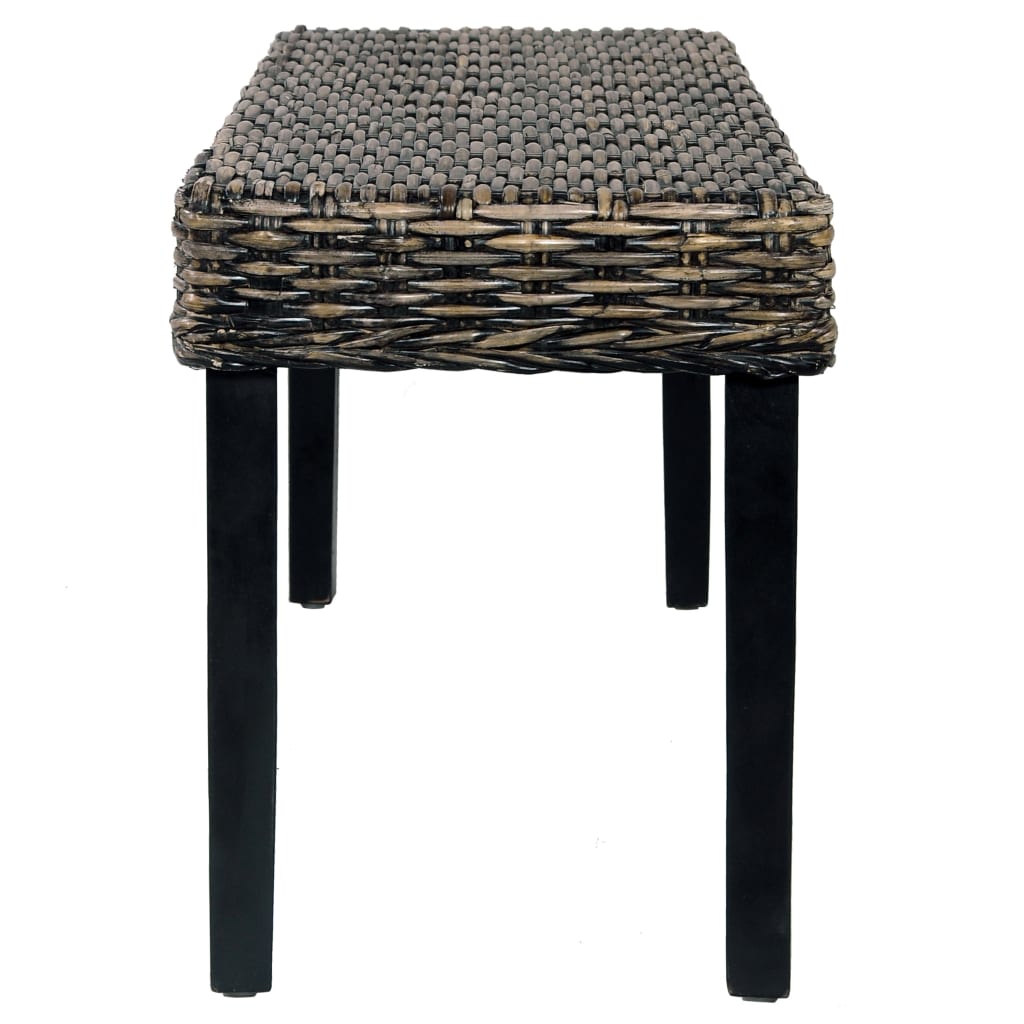 Panca 110 cm Nera in Rattan Naturale Kubu e Massello di Mango 285790