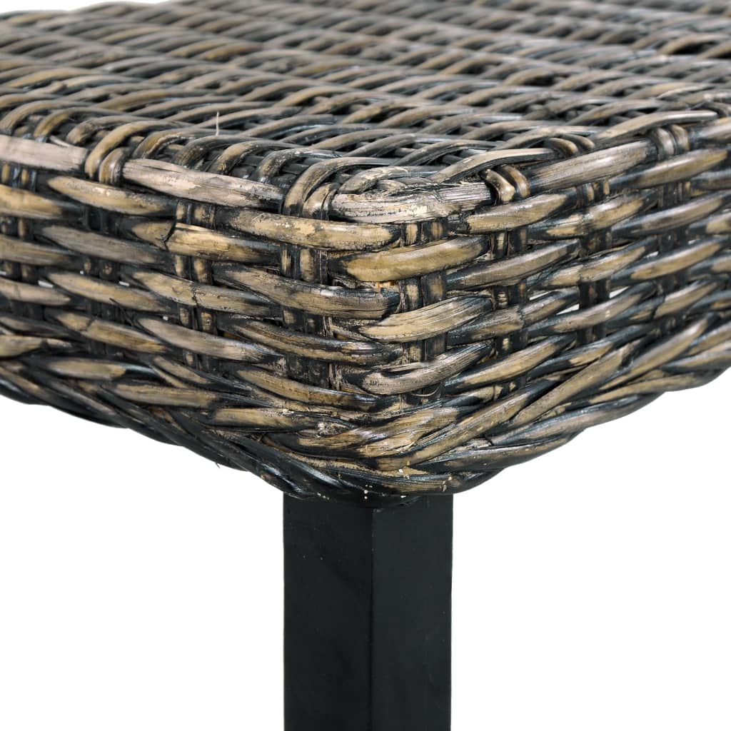 Panca 110 cm Nera in Rattan Naturale Kubu e Massello di Mango cod mxl 44188