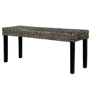 Panca 110 cm Nera in Rattan Naturale Kubu e Massello di Mango cod mxl 44188