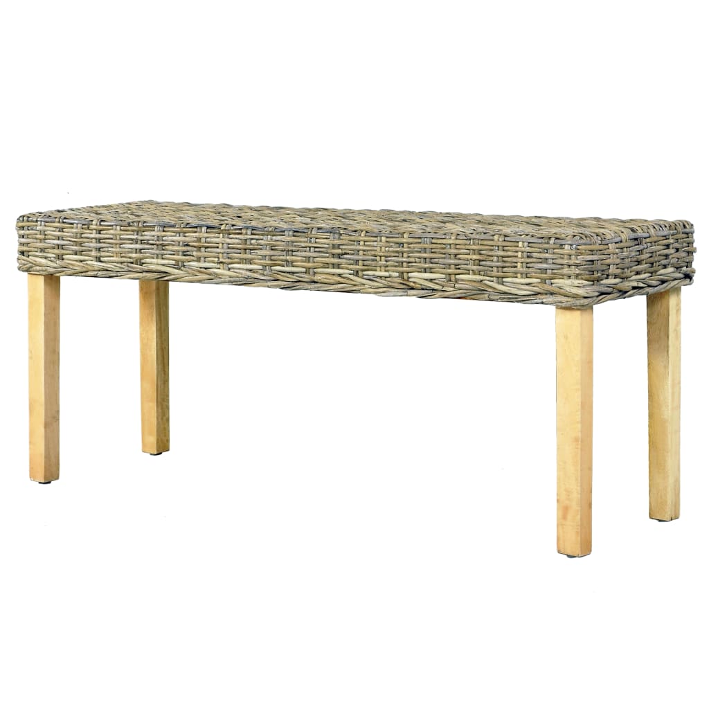 Panca 110 cm in Rattan Naturale Kubu e Massello di Mango cod mxl 41013