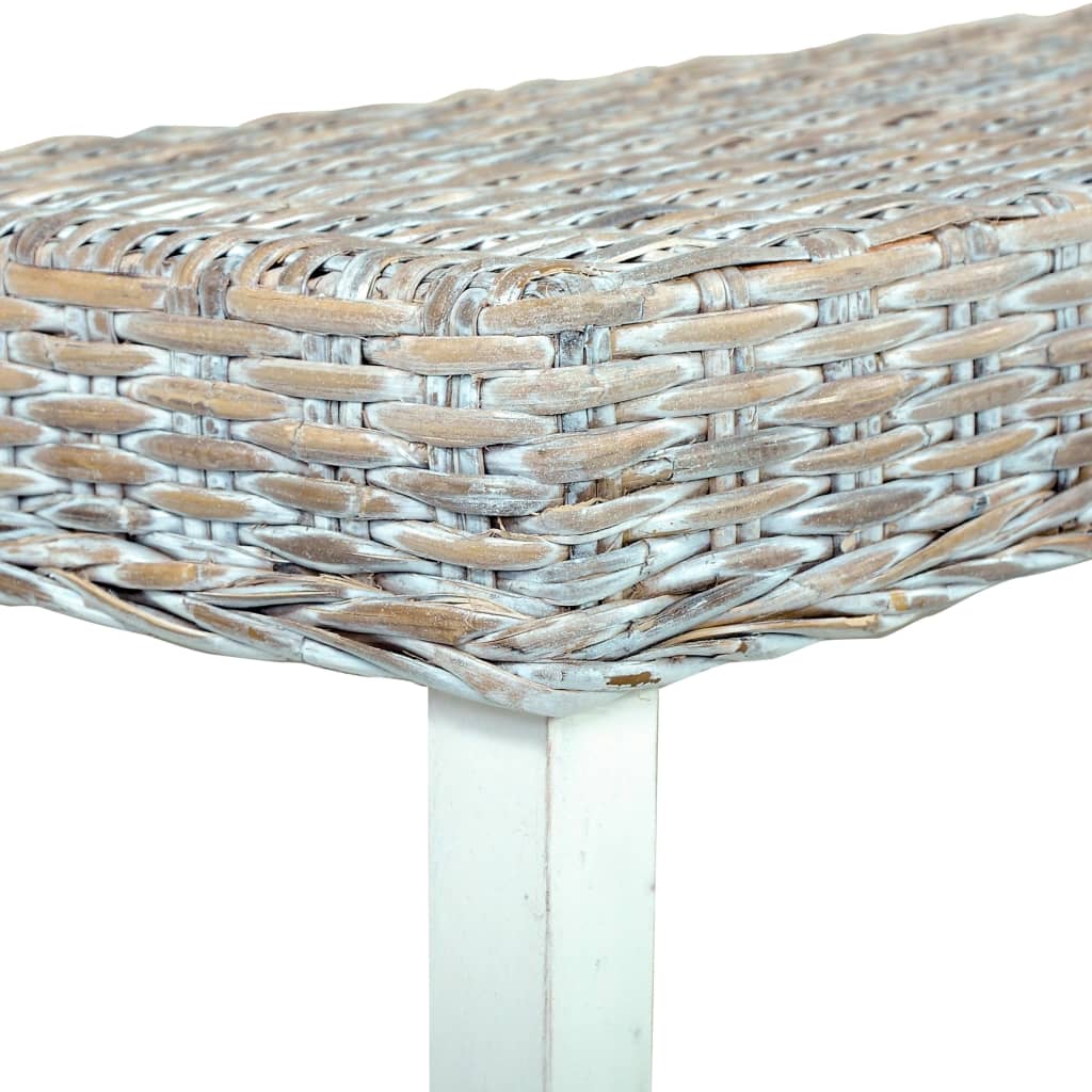 Panca 160 cm Bianca in Rattan Naturale Kubu e Massello di Mango 285792