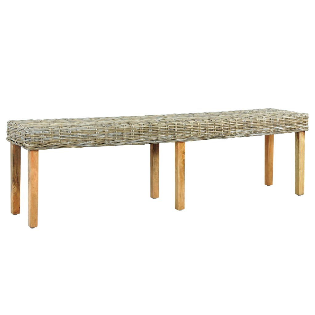 Panca 160 cm in Rattan Naturale Kubu e Massello di Mango 285795