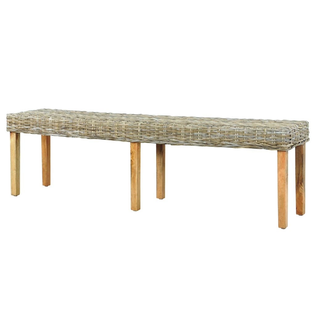 Panca 160 cm in Rattan Naturale Kubu e Massello di Mango 285795