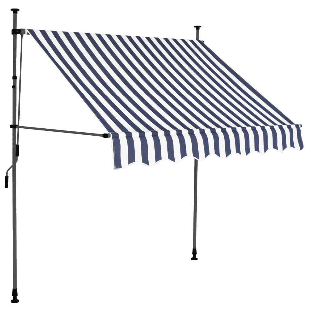 Tenda da Sole Retrattile Manuale con LED 200 cm Blu e Bianco cod mxl 18858