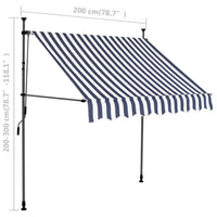 Tenda da Sole Retrattile Manuale con LED 200 cm Blu e Bianca 145843