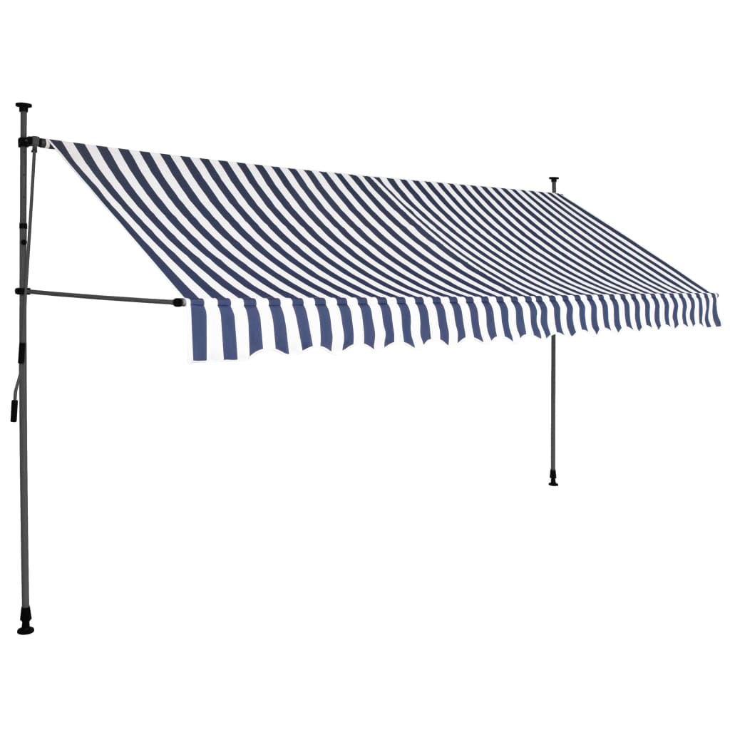 Tenda da Sole Retrattile Manuale con LED 350 cm Blu e Bianco cod mxl 14427