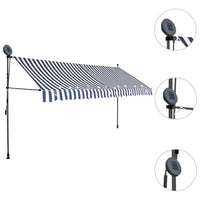 Tenda da Sole Retrattile Manuale con LED 350 cm Blu e Bianco cod mxl 14427