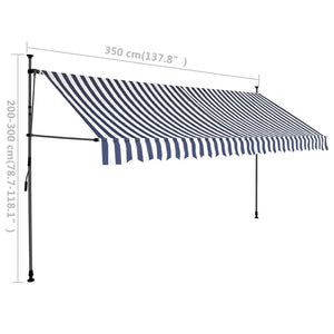 Tenda da Sole Retrattile Manuale con LED 350 cm Blu e Bianco cod mxl 14427