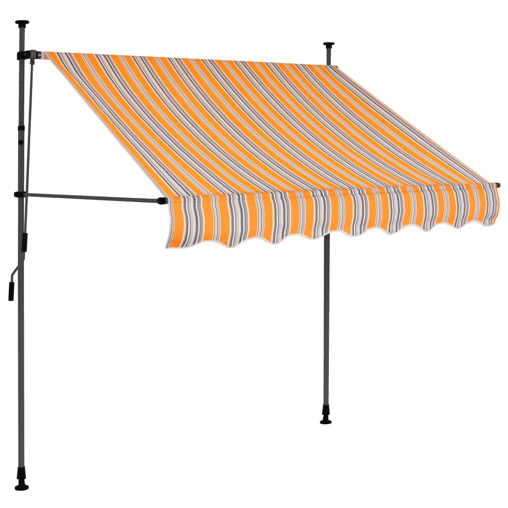 Tenda da Sole Retrattile Manuale con LED 100 cm Giallo e Blu cod mxl 18844