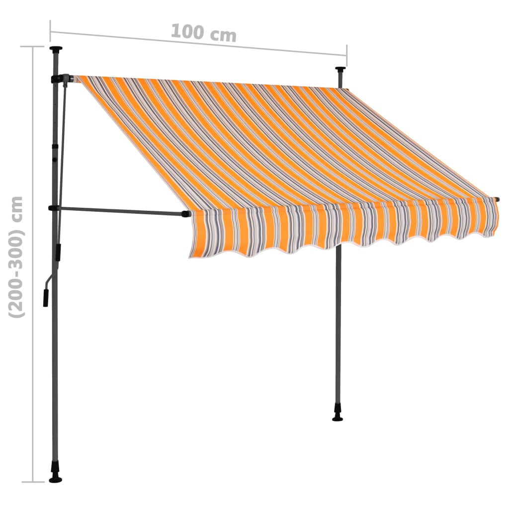 Tenda da Sole Retrattile Manuale con LED 100 cm Giallo e Blu cod mxl 18844