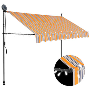 Tenda da Sole Retrattile Manuale con LED 250 cm Giallo e Blu cod mxl 9067