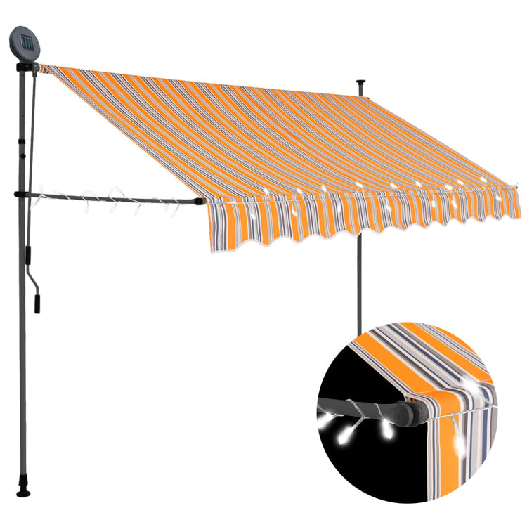 Tenda da Sole Retrattile Manuale con LED 250 cm Giallo e Blu cod mxl 9067