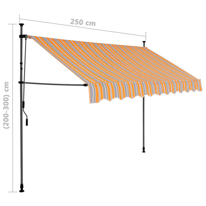 Tenda da Sole Retrattile Manuale con LED 250 cm Giallo e Blu cod mxl 9067