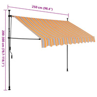 Tenda da Sole Retrattile Manuale con LED 250 cm Gialla e Blu 145851