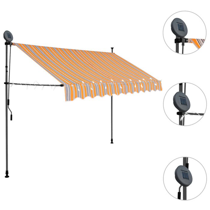 Tenda da Sole Retrattile Manuale con LED 300 cm Gialla e Blu 145852