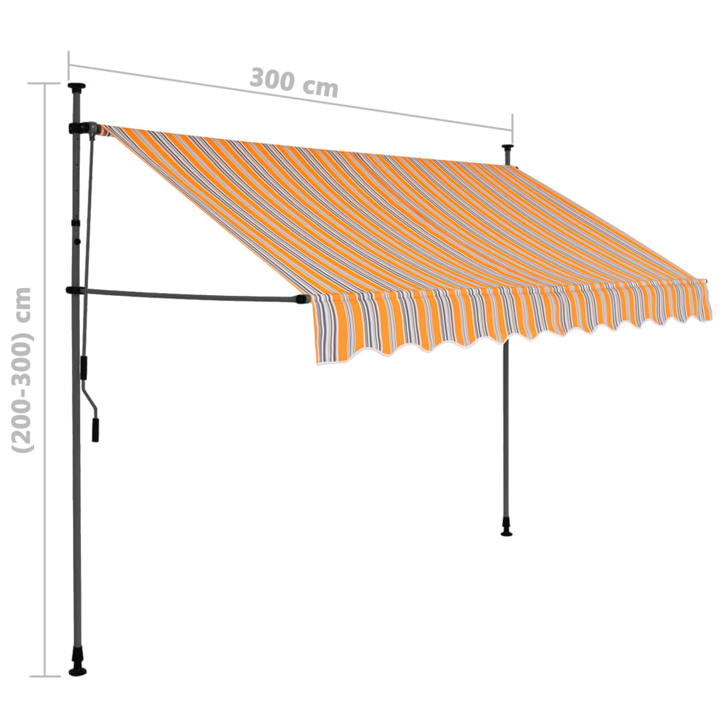 Tenda da Sole Retrattile Manuale con LED 300 cm Gialla e Blu 145852