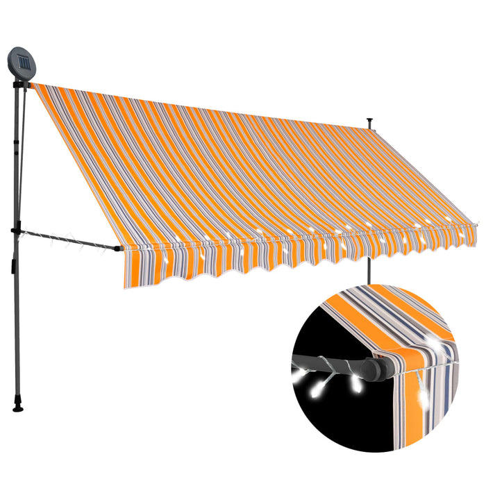 Tenda da Sole Retrattile Manuale con LED 350 cm Giallo e Blu cod mxl 65788