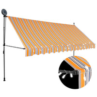 Tenda da Sole Retrattile Manuale con LED 400 cm Gialla e Blu 145854