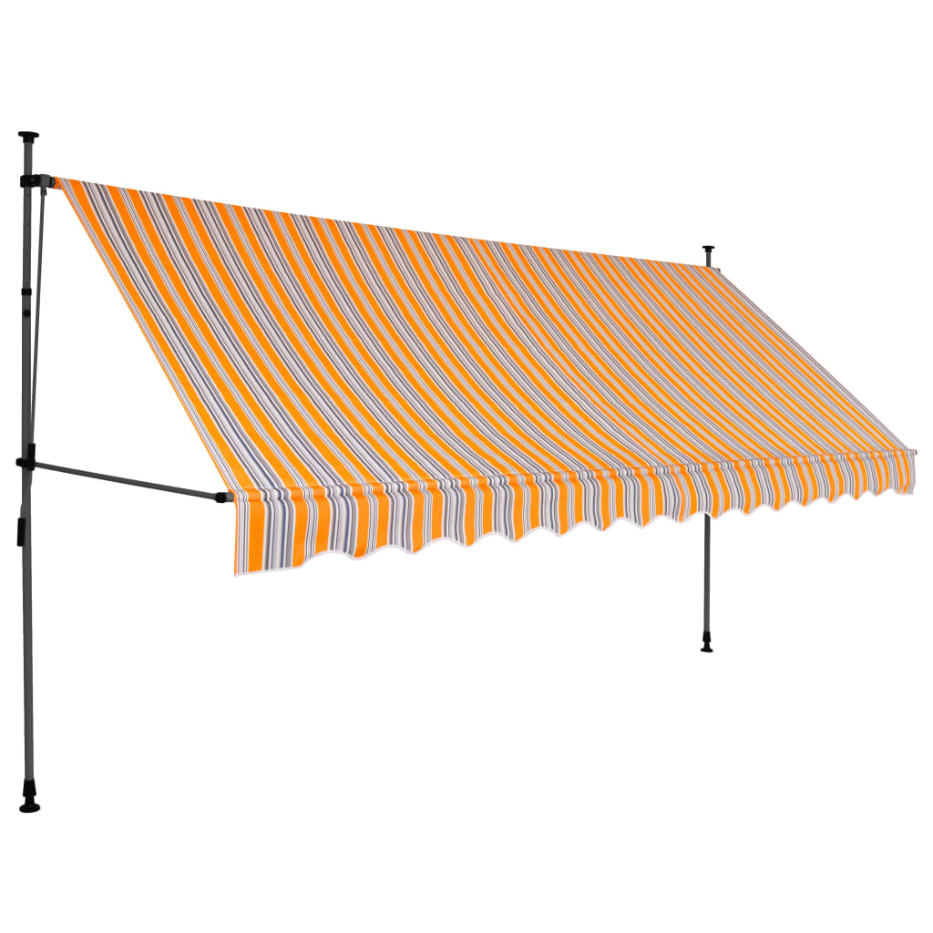 Tenda da Sole Retrattile Manuale con LED 400 cm Gialla e Blu 145854