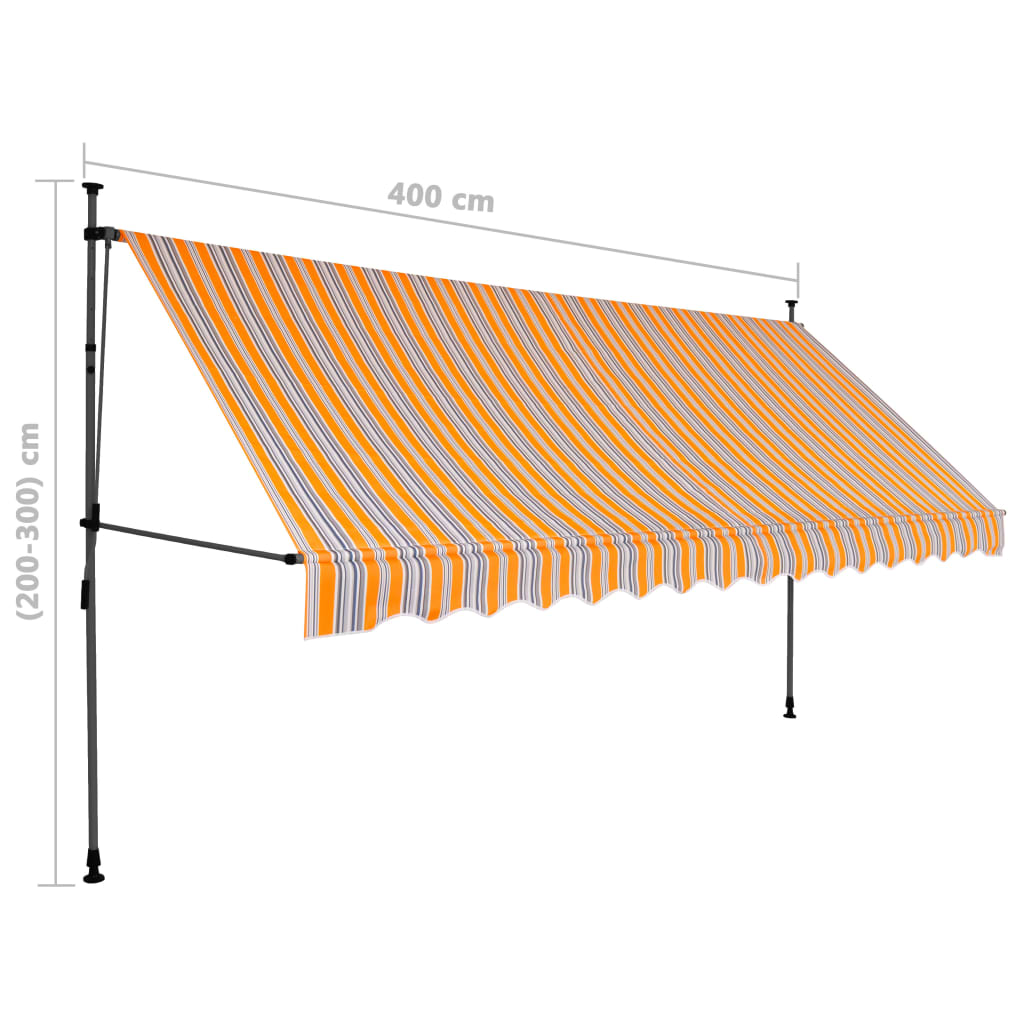 Tenda da Sole Retrattile Manuale con LED 400 cm Gialla e Blu 145854