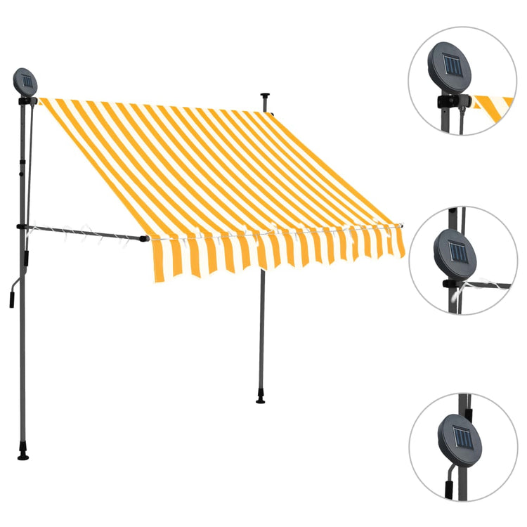 Tenda da Sole Retrattile Manuale LED 100 cm Bianco e Arancione cod mxl 18985