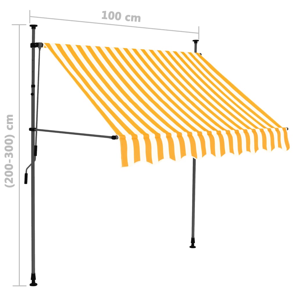 Tenda da Sole Retrattile Manuale LED 100 cm Bianco e Arancione cod mxl 18985