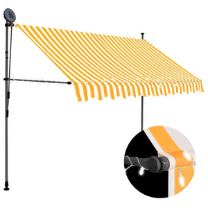 Tenda da Sole Retrattile Manuale LED 250 cm Bianco e Arancione cod mxl 22906